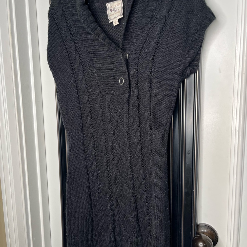 Pink Rose Charcoal Cable Knit Cardigan